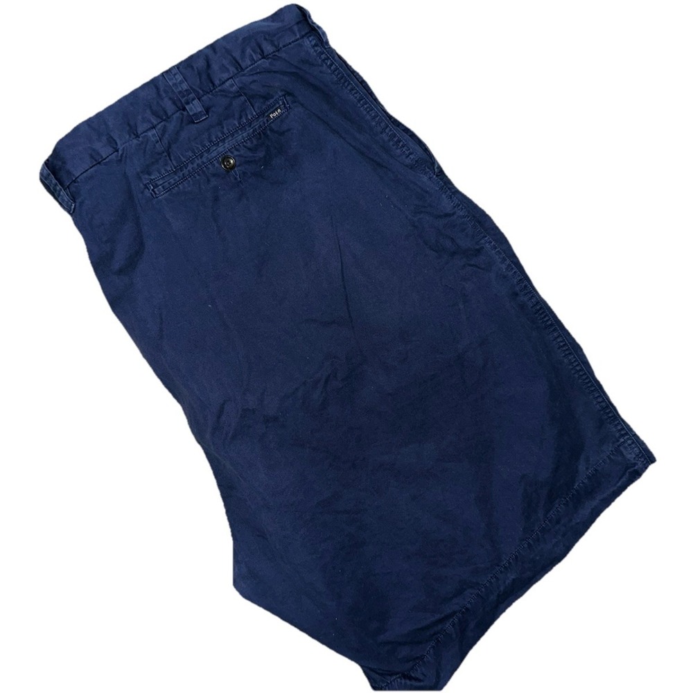 Polo Ralph Lauren Classic Fit 9" Chino Shorts 48B Big Flat Front Khaki Navy Blue